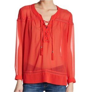 THE KOOPLES  Chiffon Lace Up Blouse Size Small